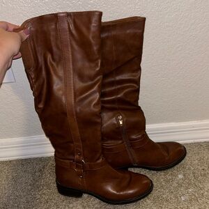 Brown knee high boots